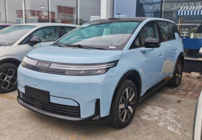 Front view of a compact electric SUV with sleek aerodynamic design