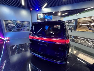 Sleek black vehicle rear with continuous LED tail light strip.