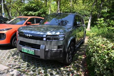 Blocky SUV with distinctive LED front lights and matte finish