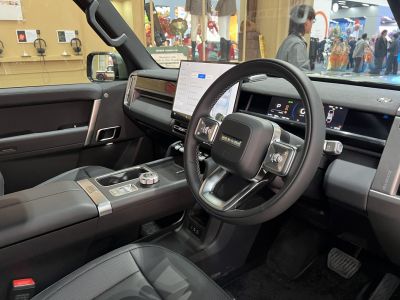 Modern car interior with digital dashboard and touchscreen display
