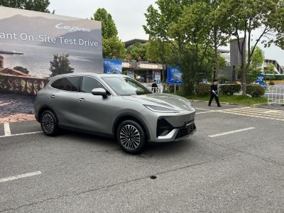 Sleek aerodynamic modern SUV with distinctive alloy wheels