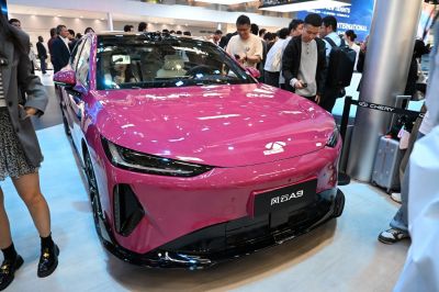 Sleek front fascia and slim LED headlights of a modern vehicle