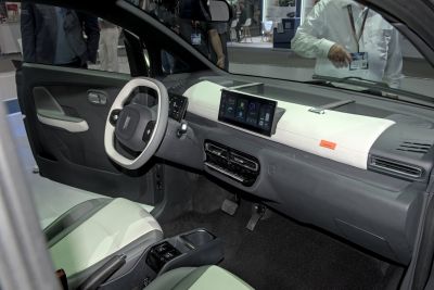Dual digital displays and minimalist dashboard interior