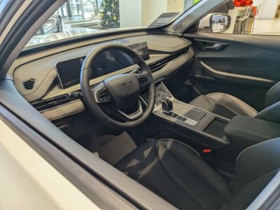 Modern steering wheel and digital dashboard interior
