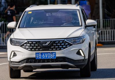Front view showing grille and LED lights