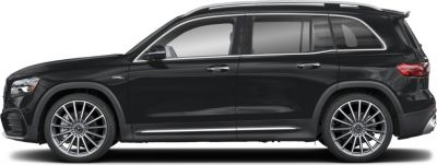 Side profile of black SUV with AMG turbo badge and multi-spoke alloy wheels