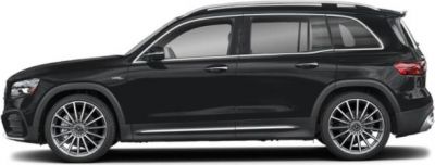 Side profile of a black SUV with AMG multi-spoke alloy wheels
