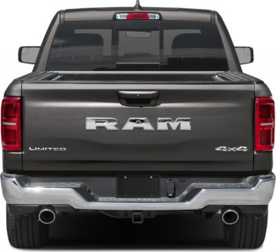 Rear view of a pickup truck with dual exhaust and 4x4 badging