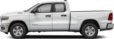 Side profile of a modern quad cab short pickup truck