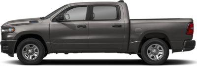 Side profile of a Quad Cab Short pickup truck with four doors and standard wheels