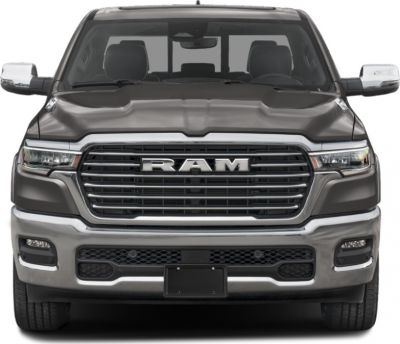 Front view of truck grille and headlights