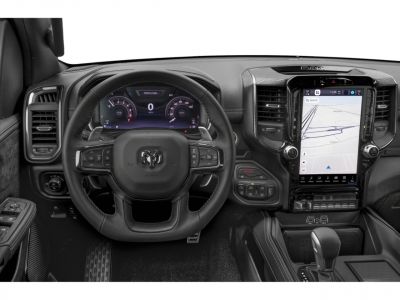 Digital instrument cluster and large touchscreen infotainment system in a modern truck interior
