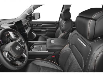 Luxurious truck interior with leather seats and advanced dashboard