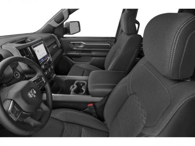 Modern truck interior with touchscreen dashboard and detailed upholstery