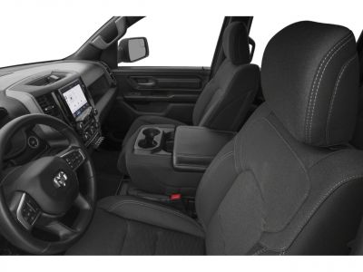 Modern truck interior with touchscreen and cloth seats