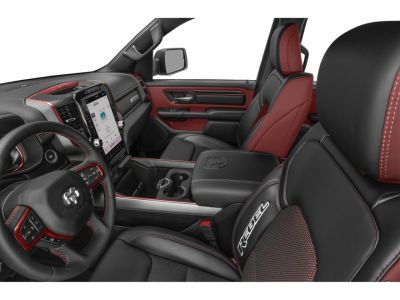 Black and red interior with Rebel trim and large infotainment screen