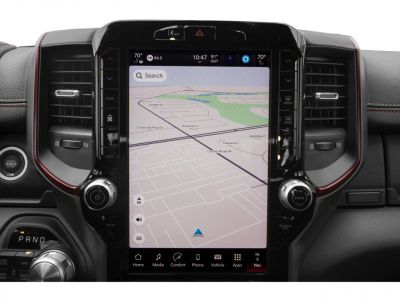 Large central infotainment touchscreen with navigation and vehicle controls