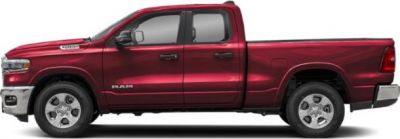 Side profile of extended cabin pickup truck with standard bed