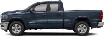 Side profile of a dark-colored Quad Cab Short pickup truck