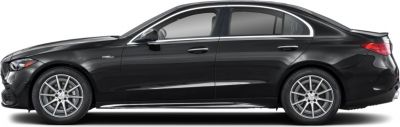 Black luxury sedan with AMG multi-spoke alloy wheels and chrome trim