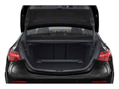 Open trunk with spacious rear storage and visible interior rear seats