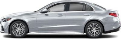 Silver four-door sedan side profile with streamlined body and alloy wheels