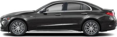 Side profile of luxury sedan with alloy wheels and streamlined design