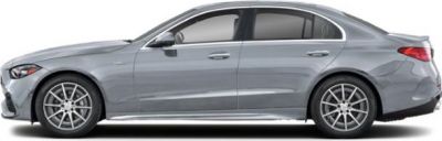 Side profile of a modern luxury sedan with sleek lines and alloy wheels