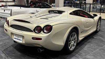Rear view with unique round taillights and vented hatch