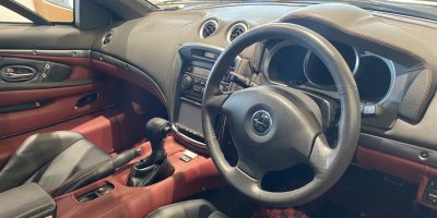 Leather steering wheel and dashboard with automatic gear shifter