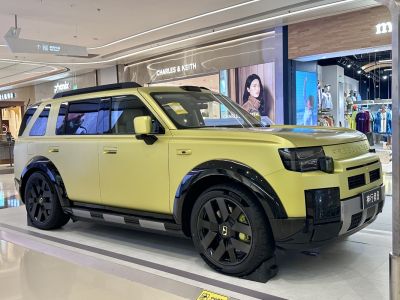 Futuristic SUV with squared design and bold black accents