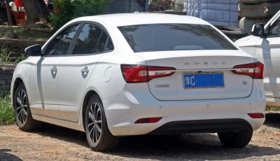Rear view of sedan with modern taillights and sleek design