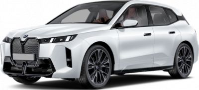 Sleek white electric SUV with distinctive front grille and modern design