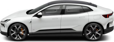 Electric SUV side profile with aerodynamic curves and large alloy wheels