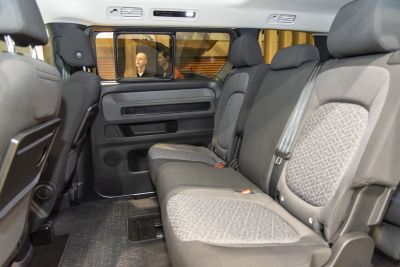 Spacious rear seats with patterned upholstery and ample legroom