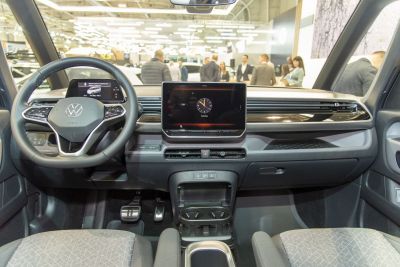 Modern digital dashboard and touchscreen display in vehicle interior
