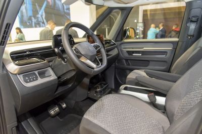 Modern dashboard with digital displays and ergonomic steering wheel