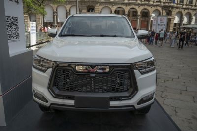 Front grille and headlights of modern SUV
