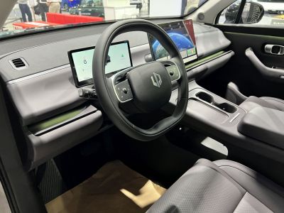 Futuristic digital dashboard and touchscreen interior design