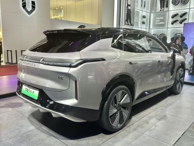 Rear side view with futuristic tail lights and sleek SUV design