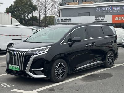 Bold vertical grille and sleek LED headlights on luxury MPV.