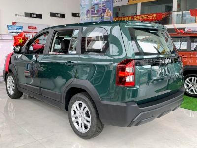 Boxy SUV rear and side with distinctive taillights and black cladding