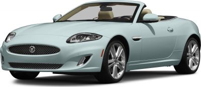 Front view of a sleek convertible with chrome grille and alloy wheels.