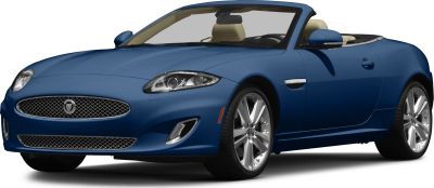 Blue luxury convertible with sleek front grille and alloy wheels