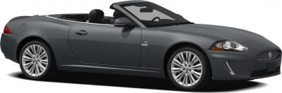 Side profile of sleek convertible with alloy wheels and open roof