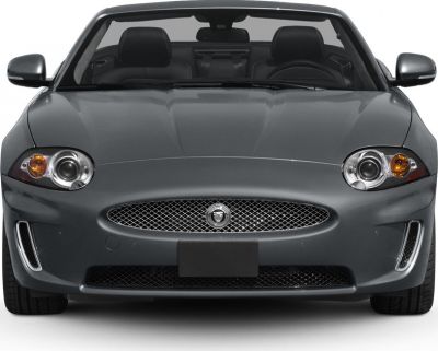 Front view showing grille and headlights of luxury convertible