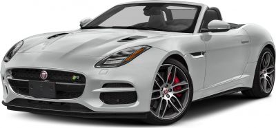 Front view of convertible sports car with sleek headlights and alloy wheels