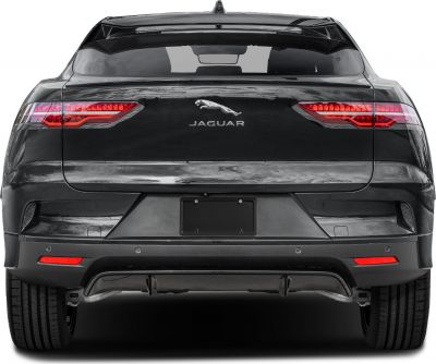 Rear view of modern electric SUV with sleek taillights and sporty bumper