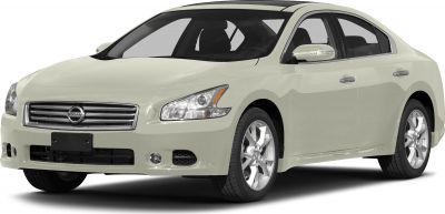 Front and side view of sedan with distinctive grille and alloy wheels