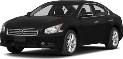 Black sedan with chrome front grille and angular headlights
